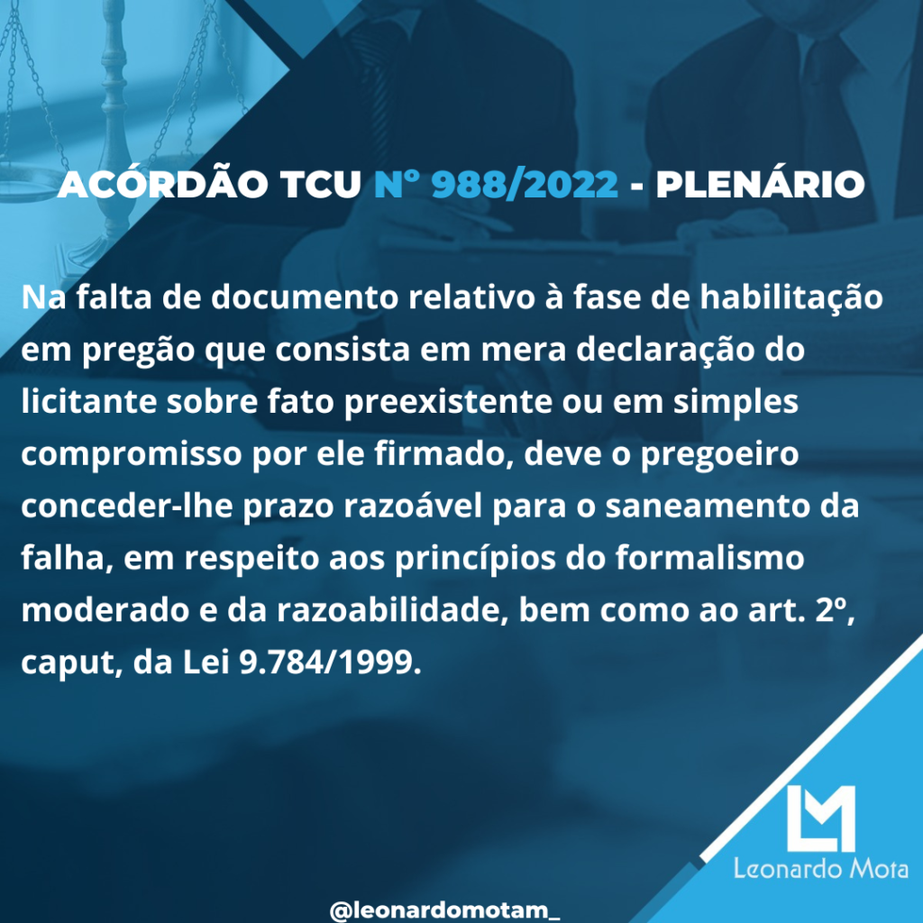 o Acórdão nº 988/2022 - Plenário 