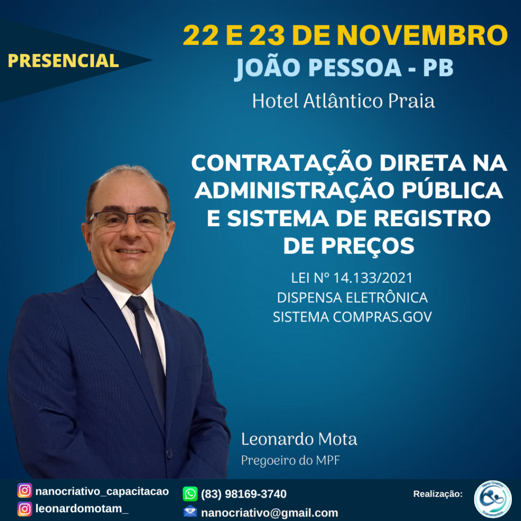 Curso Contratação Direta na Administração Pública e Sistemas de Registro de Preços.